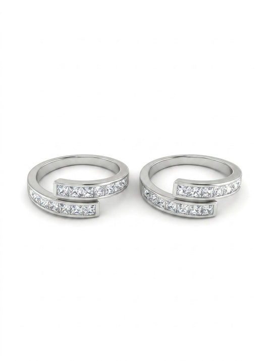 White harmony silver toerings for women