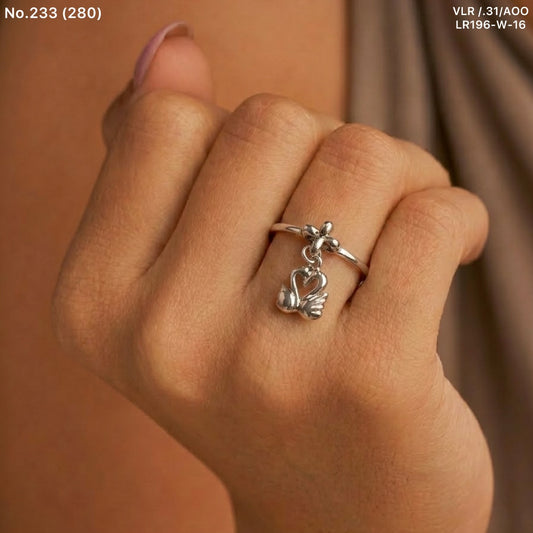Royal swan dangle silver ring for women