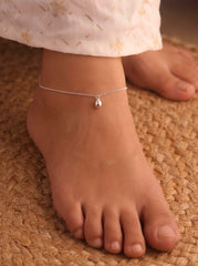 Silver Teardrop Charm Anklet