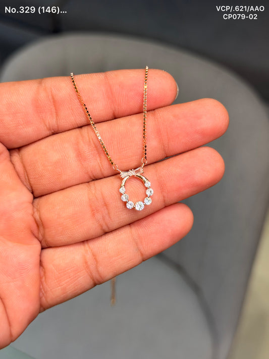 Ribboned charm silver chain pendant