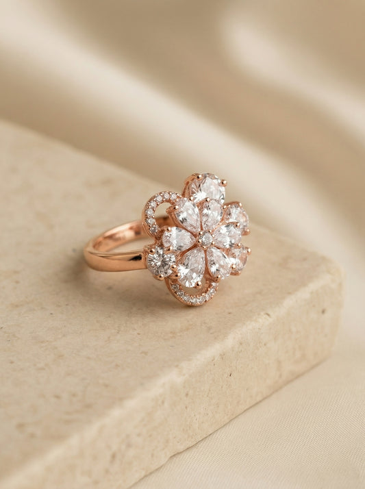 Rose shine silver rings for women