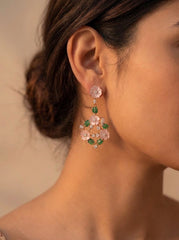 Crystal blossoms silver pendant set for women