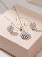 Daisy spark silver pendant set for women