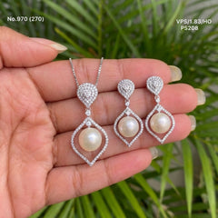 Celestial Pearl silver pendant set for women