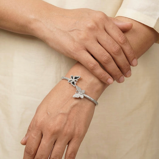 Blue bliss silver kada for women