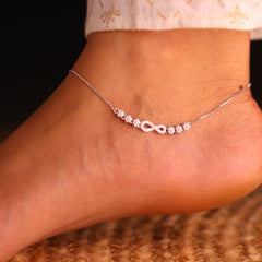 Infinity Gleam Silver Payal for Women