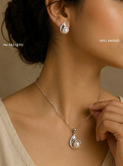 Vihana pearl silver pendant set for women