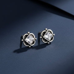 Quad oxidised silver stud