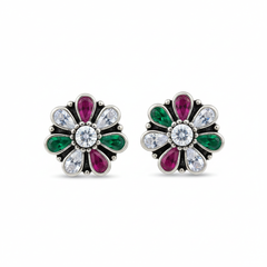 Dual gem grace silver stud