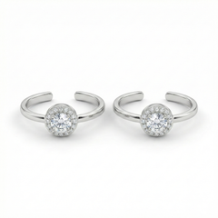 Soft white spark silver toerings for women