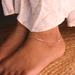 Eva Silver Beads Payal for Women