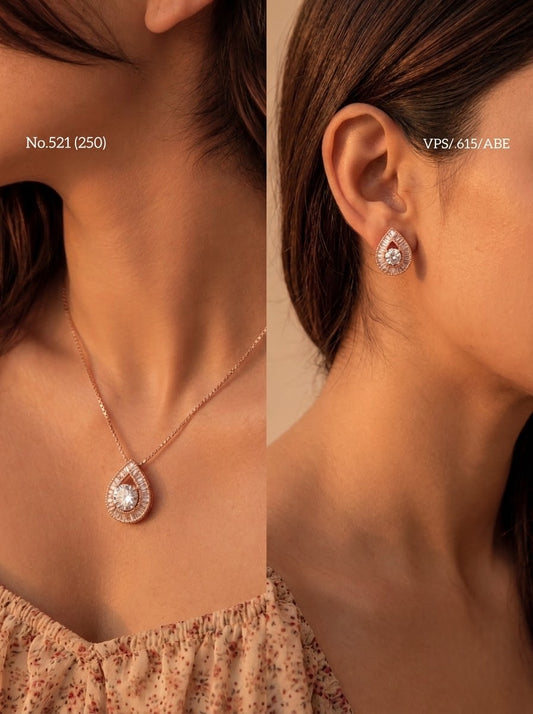 Drop dazzle silver pendant set for women