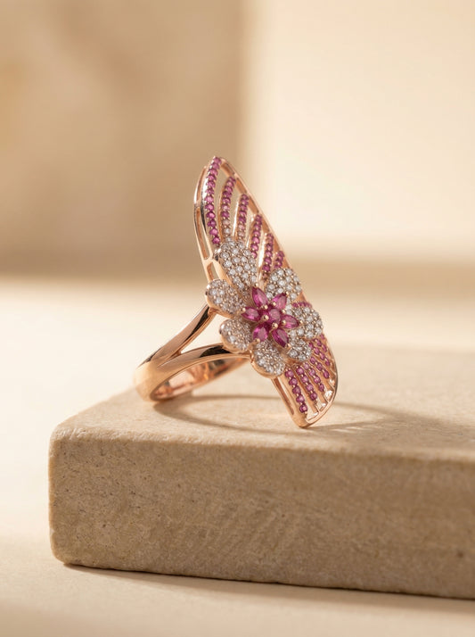 Rose enchant silver rings for women