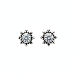 Mono oxidised silver stud