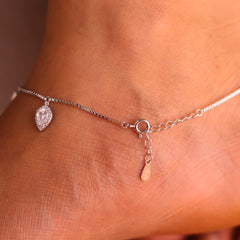 Drizzle Gleam Silver Payal for Women