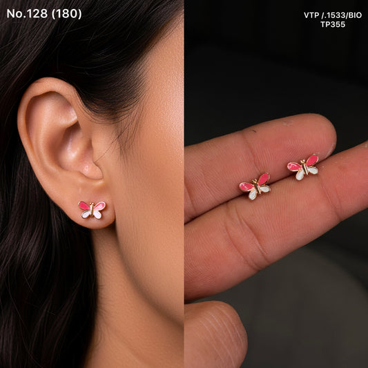 Pink pop flutter silver studs