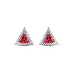 Crimson triangle silver stud