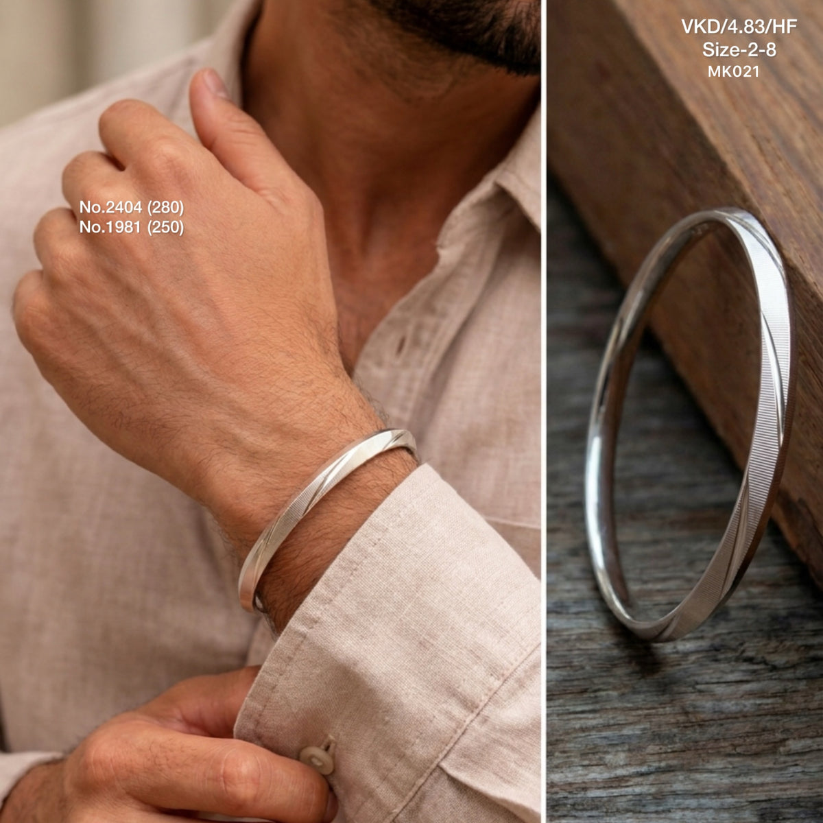 Monarch silver kada for men