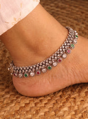 Maharani Style Silver Payal for Women