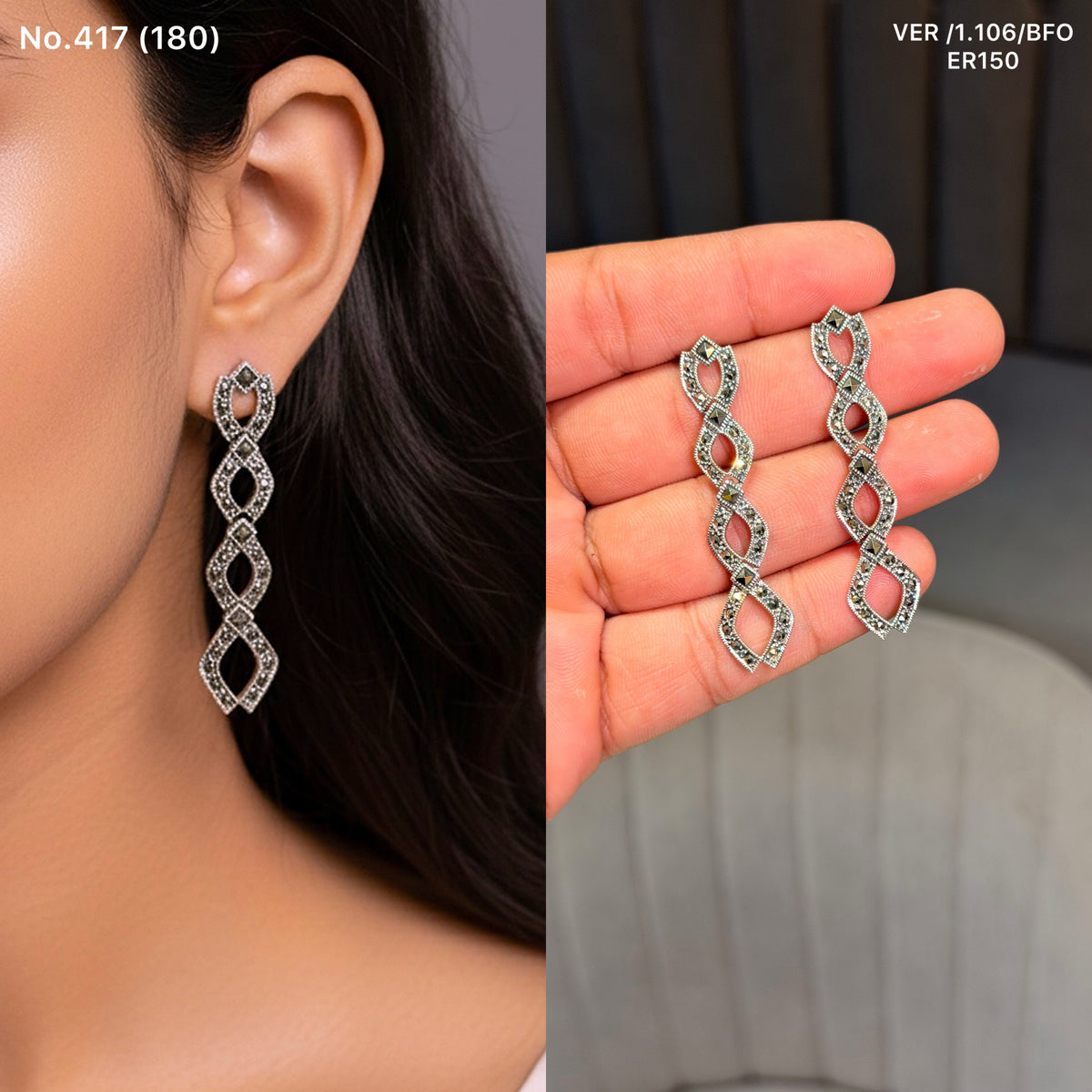 Spiral glow silver earrings