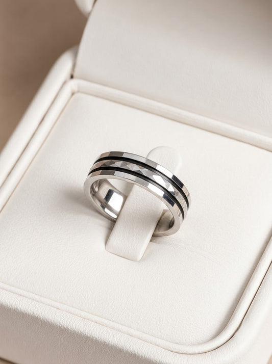 Triline silver men’s ring