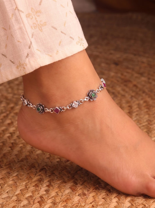 Riva royale heavy silver Payal for women