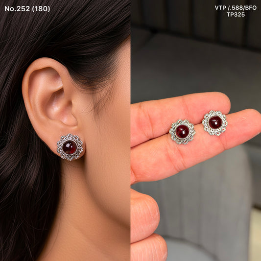 Royal maroon stone silver stud