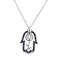 Eternal lotus Hamsa silver chain pendant