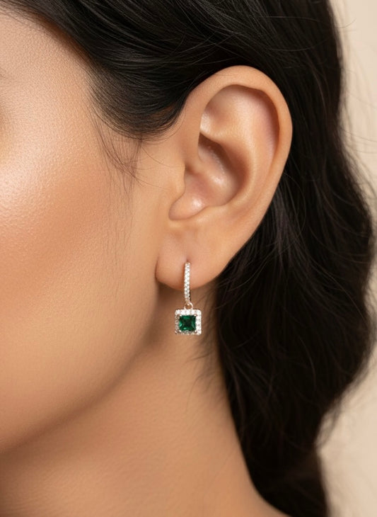 Celestia mint glow silver earrings