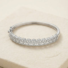 Crystal blossom silver kada for women