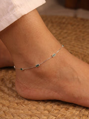 Green symphony silver Payal for women