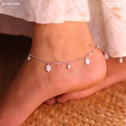 Drizzle Gleam Silver Payal for Women