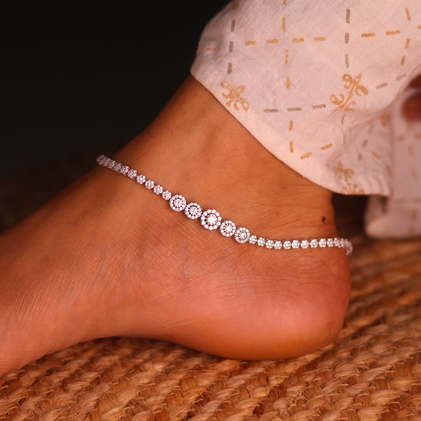 Luniva Silver Payal for Women