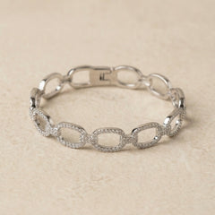 Chain luxe silver kada for women