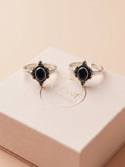Aqua charm silver toerings for women