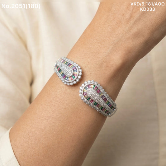 Multi shine spark silver kada for women