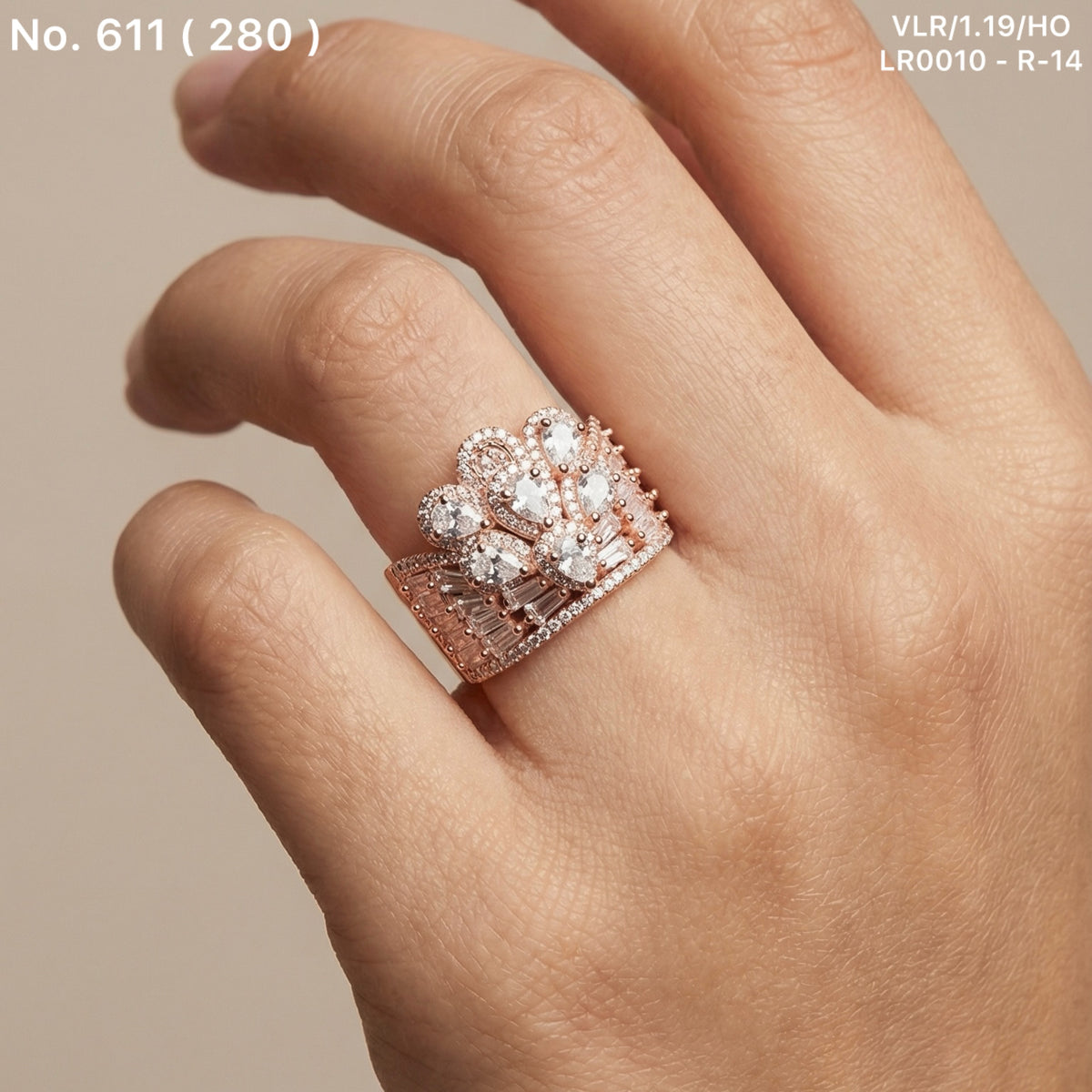 Rosy crown silver rings for women