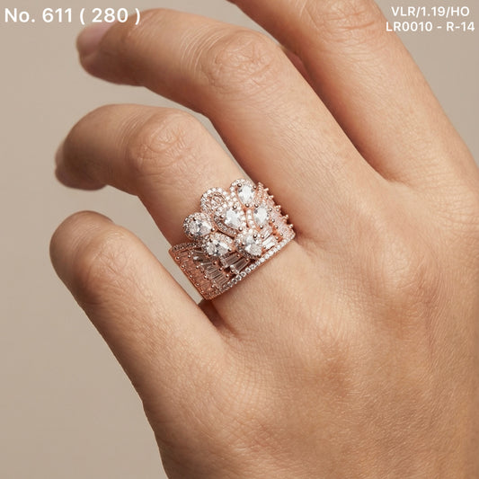Rosy crown silver rings for women