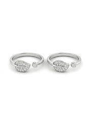 Silver Leaf Sparkle Toe Ring for women