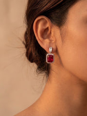 Red aura silver pendant set for women