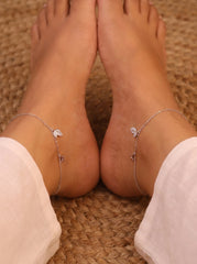 Butterfly serenity silver anklet for women