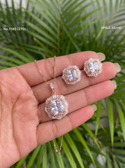 Frost shine silver pendant set for women
