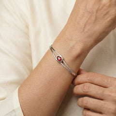 Red majesty silver kada for women