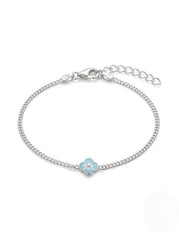 Floral Elegance Kids Silver Bracelet