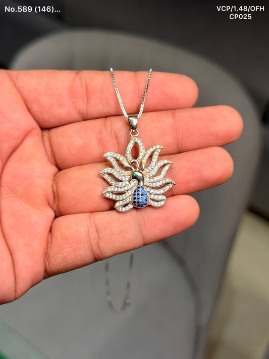 Pride of peacock silver chain  pendant