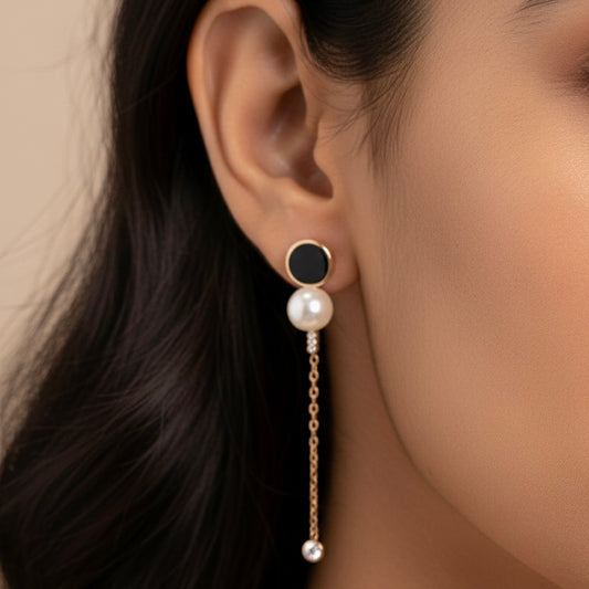 Onyx aura silver earrings