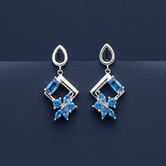 Nivara blue Petal silver earrings