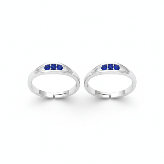 Blue aura 92.5 silver toerings for women