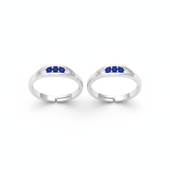Blue aura 92.5 silver toerings for women