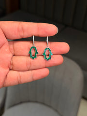 Imperial green glow silver earrings